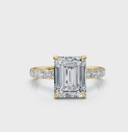 The Juliet Pave Emerald Engagement Ring